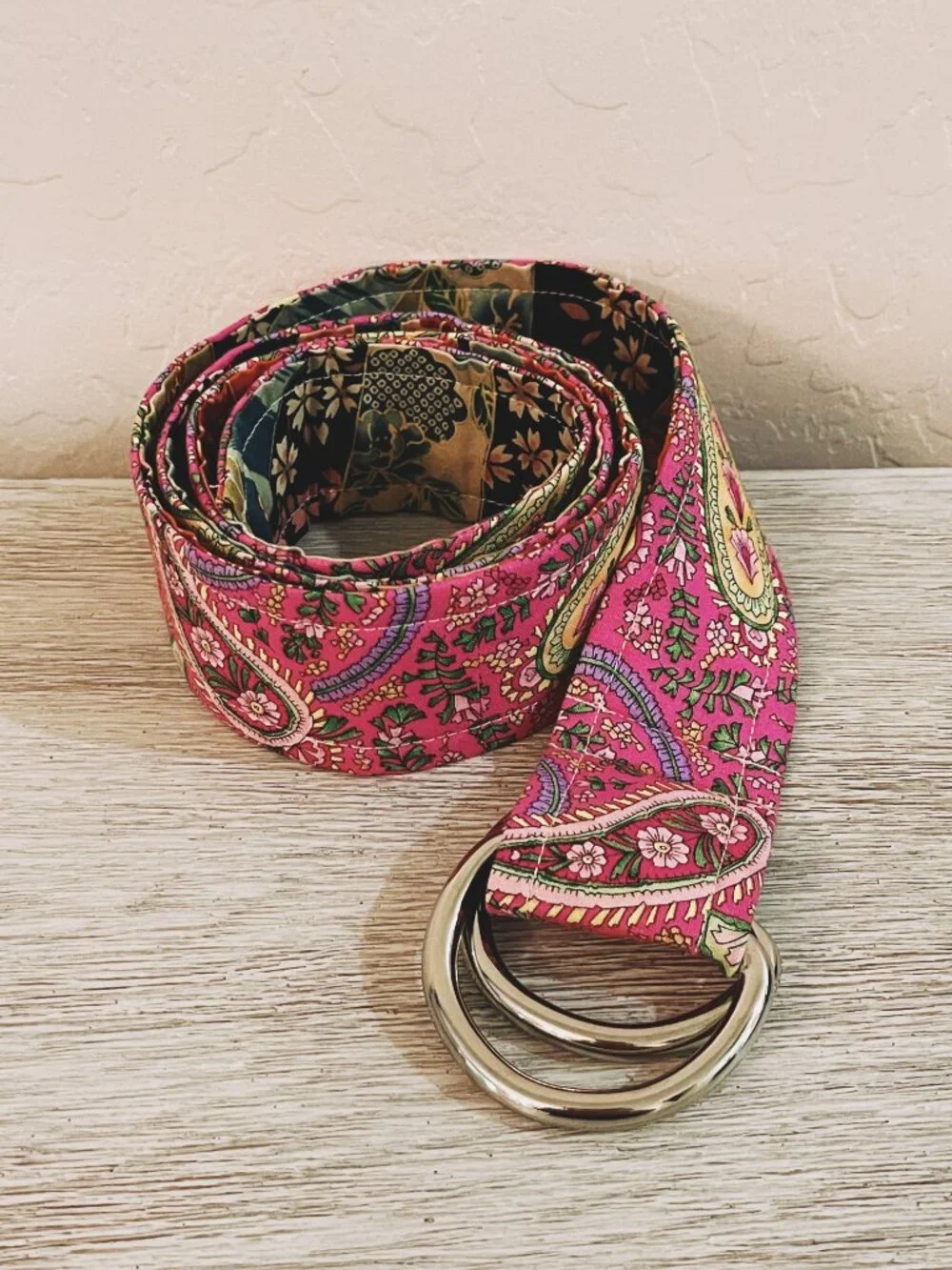 Belly Loops Fabric Belt Multi Paisley Floral Multi Pink